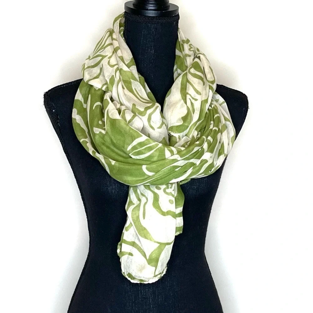 🔥 Pashmina Style Wrap Scarf Green Cream